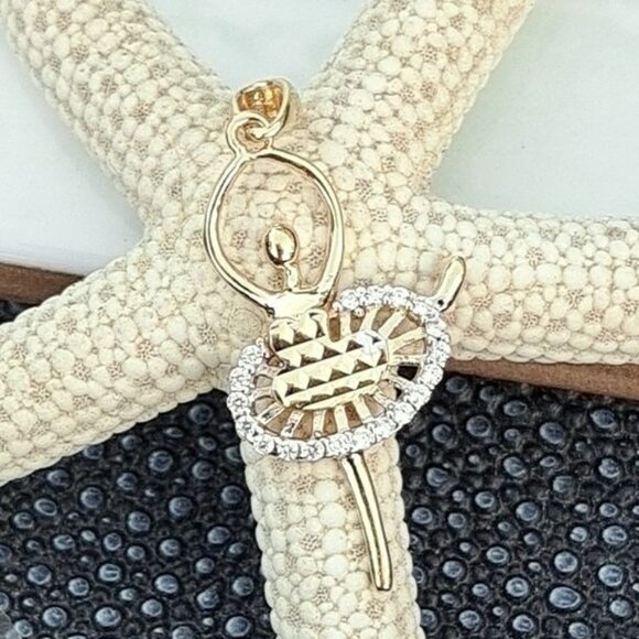 CLEARANCE 14k Gold Diamond Ballerina Dancer Pendant - Picture 3 of 10